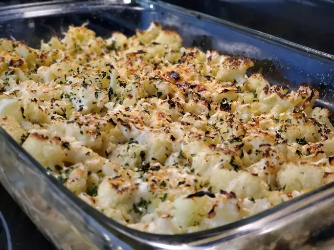 A golden baked cauliflower dish