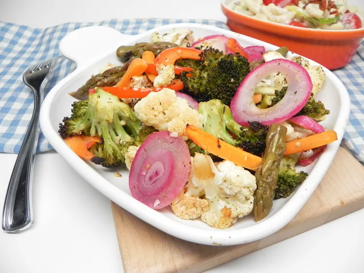 A colorful roasted vegetable salad